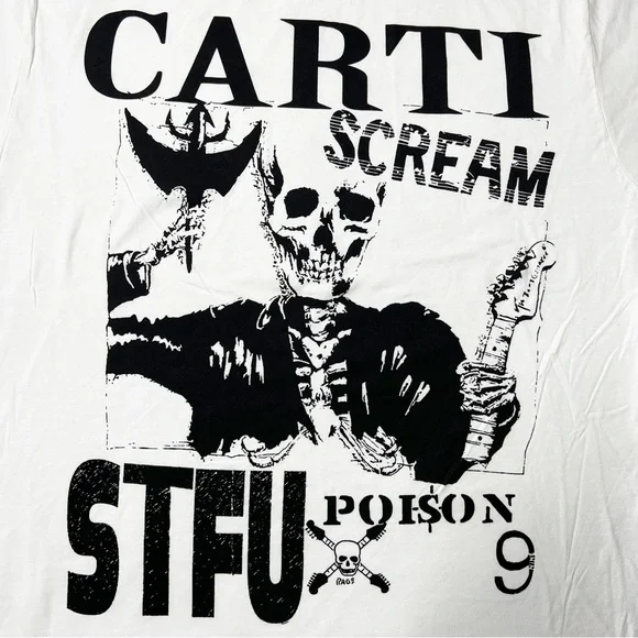 NWOT Playboi Carti Official Scream STFU Tour Graphic T-Shirt White Unisex Sz XL